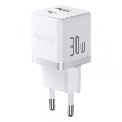 Мережевий зарядний пристрій Baseus Palm 1PD+1USB 30W White, Білий