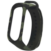 Ремешок на часы Силикон Mi Band 3/4 Камуфляж Зеленый
