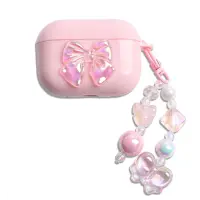 Чохол для навушників AirPods Pro 2 Бант рожевий