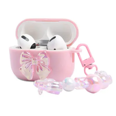 Чохол для навушників AirPods Pro 2 Бант рожевий