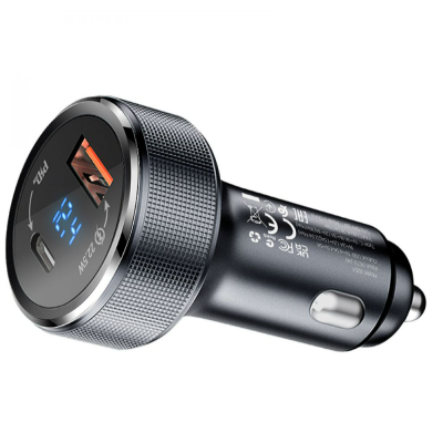 Автомобільний зарядний пристрій Borofone BZ03 1USB-A+1USB-C 58.5W Black, Чорний