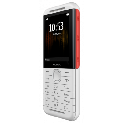 Телефон Nokia 5310 Dual Sim White/Red, чорно-білий