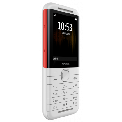 Телефон Nokia 5310 Dual Sim White/Red, чорно-білий