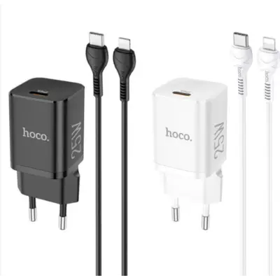 Сетевое зарядное устройство Hoco N19 PD 25W Type-C to Lightning Чёрный Сетевое зарядное устройство Hoco N19 PD 25W Type-C to Lightning Чёрный