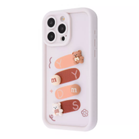 Чехол накладка Pretty Things iPhone 15 Pro Max Белая/Медвеженок Чехол накладка Pretty Things iPhone 15 Pro Max Белая/Медвеженок