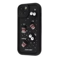 Чехол накладка Pretty Things iPhone 15 Черная/Кофе Чехол накладка Pretty Things iPhone 15 Черная/Кофе