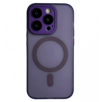 Чехол накладка Metal Buttons with MagSafe iPhone 14 Pro Темно-фиолетовая Full Camera
