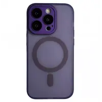 Чехол накладка Metal Buttons with MagSafe iPhone 14 Pro Темно-фиолетовая Full Camera
