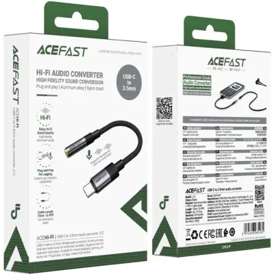 Переходник аудиокабель Acefast J12 Type-C - 3.5 Темно-серый Переходник аудиокабель Acefast J12 Type-C - 3.5 Темно-серый