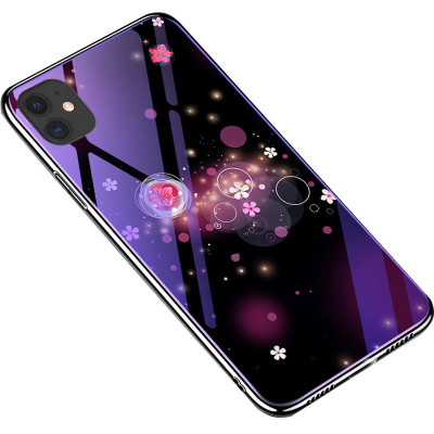 Накладка Glass Fantasy iPhone 11 Pro Max Бульбашки і квіти