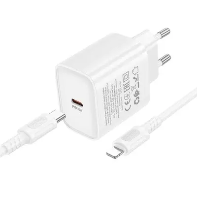МЗП Borofone BA84A USB-C 30W + Type-C to Lighting Білий