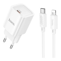 МЗП HOCO C148A USB-C 30W + Type-C to Lighting Білий