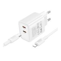 Borofone BA85A 2USB-C 35W + Type-C to Lighting Білий