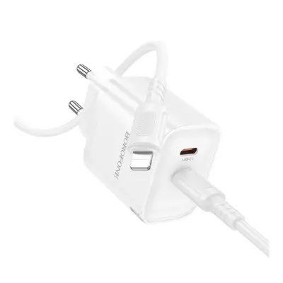 Borofone BA85A 2USB-C 35W + Type-C to Lighting Білий