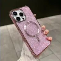 Чехол накладка Swarovski MagSafe iPhone 14 Pro Max Розовая