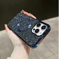 Чехол накладка Swarovski MagSafe iPhone 14 Pro Синяя
