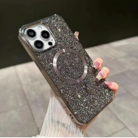 Чехол накладка Swarovski MagSafe iPhone 15 Pro Серая (Titanium Grey)