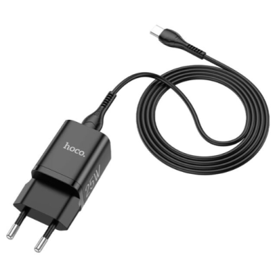 Мережевий зарядний пристрій Hoco N19 PD 25W + Кабель Type-C to Type-C Black, Чорний