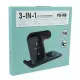 Беспроводное зарядное устройство Proda 3in1 15W PD-8W Black, Чёрный