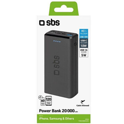 Универсальная мобильная батарея Повербанк SBS 20000mAh Черный