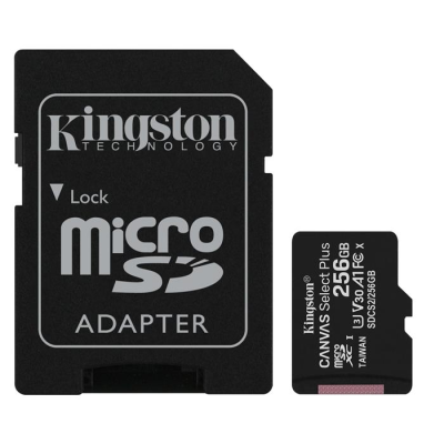 Карта пам\'яті Micro SD 256Gb Kingston Canvas (UHS-1) (R-100Mb/s) + Адаптер