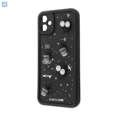 Чехол накладка Pretty Things Samsung A065 (A06) Черная/Кофе