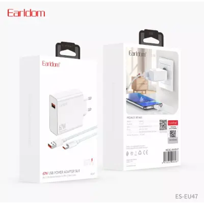 Сетевое зарядное устройство Earldom ES-EU47 67W+ Кабель Type-C White, Белый