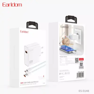 Сетевое зарядное устройство Earldom ES-EU48 120W+ Кабель Type-C White, Белый