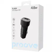 Автомобільний зарядний пристрій Proove Flash (USB+Type-C) 48W Black, Чорний