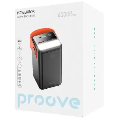 Универсальная мобильная батарея Повербанк Proove PowerBox 60000mAh 65W Чорный Универсальная мобильная батарея Повербанк Proove PowerBox 60000mAh 65W Чорный