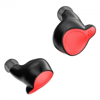Беспроводные вакуумные наушники-гарнитура с микрофоном в кейсе сенсорные Hoco ES47 Black/Red, черно-красный