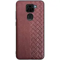 Чехол накладка Weave Side Xiaomi Redmi Note 9 Темно-коричневая