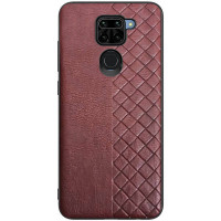 Чехол накладка Weave Side Xiaomi Redmi Note 9S/Note 9 Pro Темно-коричневая