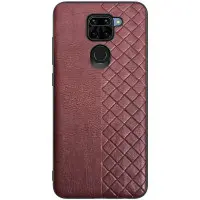 Чехол накладка Weave Side Xiaomi Redmi Note 9S/Note 9 Pro Темно-коричневая