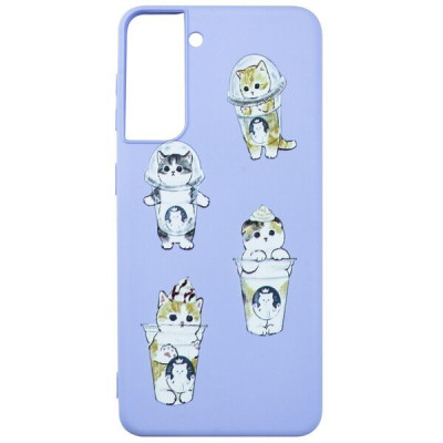 Чехол накладка Cartoon Samsung G991 (s21) Violet Kitty №7