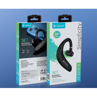 Bluetooth-гарнитура Celebrat SE7 Black, черная