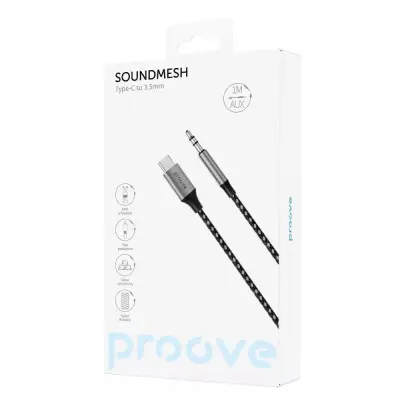 Кабель AUX Proove SoundMesh 1м Черный (3.5 male to Type-C)