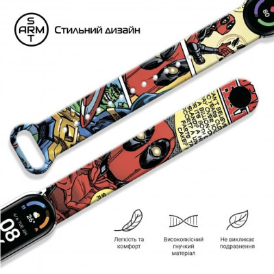 Ремешок Принт Mi Band 5/6/7 Deadpool