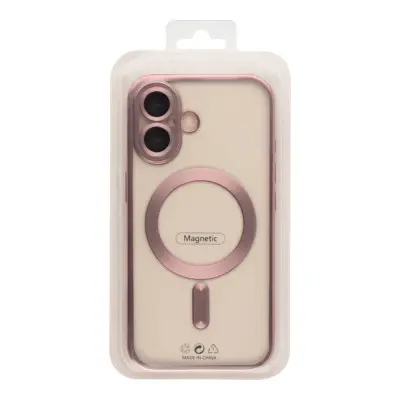 Чохол накладка Metal MagSafe  iPhone 16 Рожеве Золото