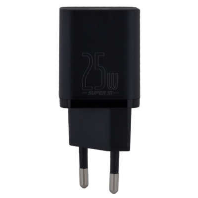 Мережевий зарядний пристрій Baseus Super Si 25W + Кабель Type-C to Type-C Black, Чорний