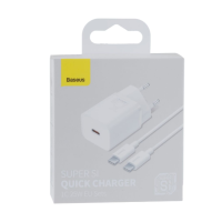 Мережевий зарядний пристрій Baseus Super Si 25W Type-C to Type-C White, Білий