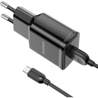 Мережевий зарядний пристрій Borofone BA59A microUSB QC3.0 Чорний