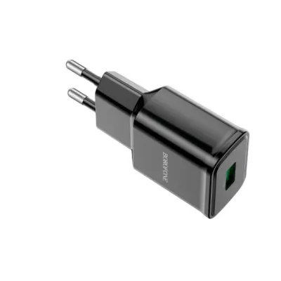 Мережевий зарядний пристрій Borofone USB BA59A QC3.0 Black, Чорний
