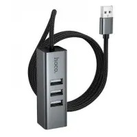 USB хаб Hoco HB-1D 3Ports USB3.0&RJ45 Grey, Сірий