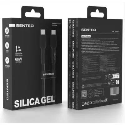 Кабель дата Senteo SL-03 Soft Silicone 60W Type-C to Type-C 1м Черный