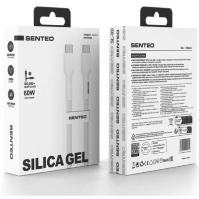 Кабель дата Senteo SL-03 Soft Silicone 60W Type-C to Type-C 1м Білий