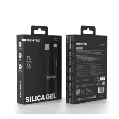 Кабель дата Senteo SL-03 Soft Silicone USB Type A - Type-C 1м Чорний