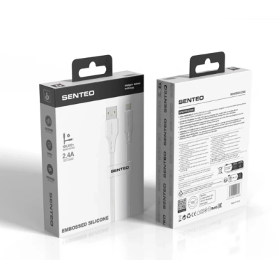 Кабель дата Senteo SL-04 Embossed Transparent Silicone Cable Lightning 1м Білий
