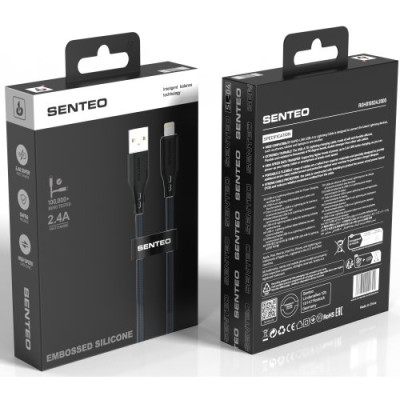 Кабель дата Senteo SL-04 Embossed Transparent Silicone Lightning 1м Чорний