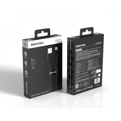 Кабель дата Senteo SL-04 Embossed Transparent Silicone USB Type A - Type-C 1м Чорний